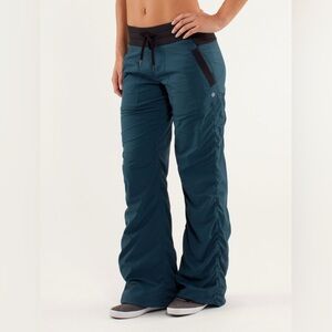 lululemon athletica Teal Dance Studios Pants with Black Waistband